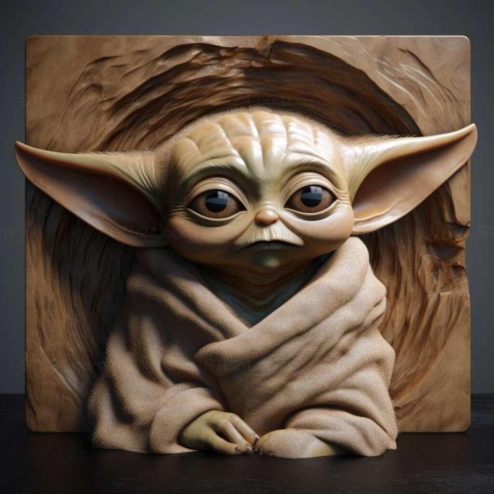 Characters (baby yoda 1, HERO_4009) 3D models for cnc